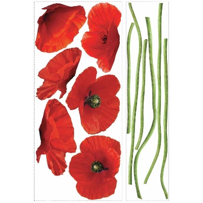 Poppies At Play Peel And Stick Giant Wall Decals Red - ROOMMATES 5 Poppies At Play Peel And Stick Giant Wall Decals Red - ROOMMATES - Image 3