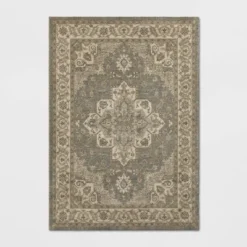 Medallion Jewel Boarder Persian Rug Cream/Gray - Threshold™ -Home Decoration Series GUEST c90ac763 0734 47b9 8fdf 2fae107c0555