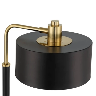 Possini Euro Design Myles Modern Mid Century Desk Lamp 24" High Black Gold With Dual USB Charging Ports Metal Drum Shade For Bedroom Living Room Home 9 Possini Euro Design Myles Modern Mid Century Desk Lamp 24" High Black Gold With Dual USB Charging Ports Metal Drum Shade For Bedroom Living Room Home - Image 7