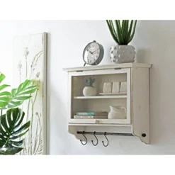 Set Of 2 Metal Decorative Wall Décor With Flowers White - Storied Home