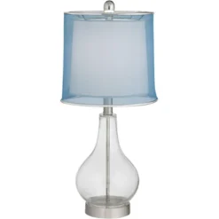 360 Lighting Modern Accent Table Lamps 21.75" High Set Of 2 With USB Charging Port Clear Glass Blue Drum Shade For Living Room Desk Bedroom Office 15 360 Lighting Modern Accent Table Lamps 21.75" High Set Of 2 With USB Charging Port Clear Glass Blue Drum Shade For Living Room Desk Bedroom Office -Home Decoration Series GUEST cb1207c2 1de8 43b8 ae37 7ca50bd3ada8