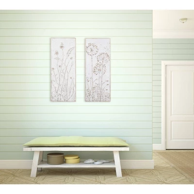 Set Of 2 Metal Decorative Wall Décor With Flowers White - Storied Home 4 Set Of 2 Metal Decorative Wall Décor With Flowers White - Storied Home - Image 2