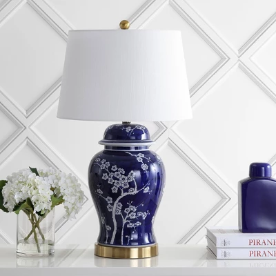 29.5" Ceramic Gracie Ginger Jar Table Lamp (Includes LED Light Bulb) Blue - JONATHAN Y 4 29.5" Ceramic Gracie Ginger Jar Table Lamp (Includes LED Light Bulb) Blue - JONATHAN Y - Image 2