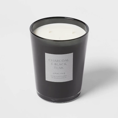 Colored Vase Glass With Dustcover & Black Teak Candle Black - Threshold™ 5 Colored Vase Glass With Dustcover & Black Teak Candle Black - Threshold™ - Image 3