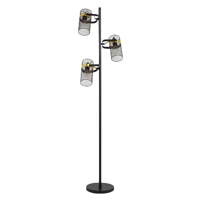 67.25" Echo Black Painted Metal Mesh Three Drum Shade Candlestick Floor Lamp - River Of Goods 8 67.25" Echo Black Painted Metal Mesh Three Drum Shade Candlestick Floor Lamp - River Of Goods - Image 6