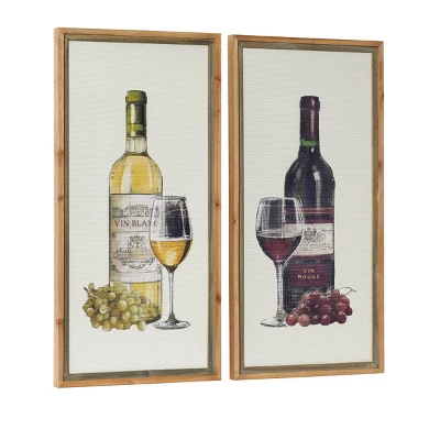 Farmhouse Wood Wine Framed Wall Art Set Of 2 Brown - Olivia & May 6 Farmhouse Wood Wine Framed Wall Art Set Of 2 Brown - Olivia & May - Image 4