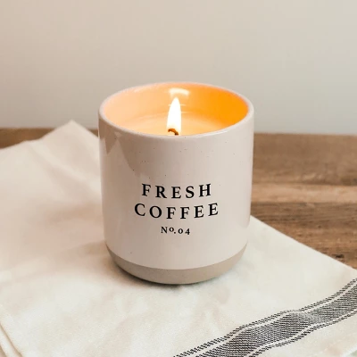 Sweet Water Decor Fresh Coffee 12oz Cream Stoneware Candle 4 Sweet Water Decor Fresh Coffee 12oz Cream Stoneware Candle - Image 2