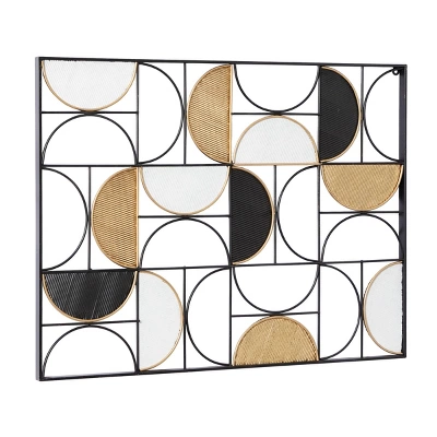 Metal Geometric Half Moon Wall Decor With Gold Detailing Black - Olivia & May 5 Metal Geometric Half Moon Wall Decor With Gold Detailing Black - Olivia & May - Image 3