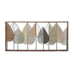 Metal Leaf Varying Texture Wall Decor With Wood Frame Brown - Olivia & May -Home Decoration Series GUEST d338f2cc e3a6 4aa8 8f9b f94d60cc8903