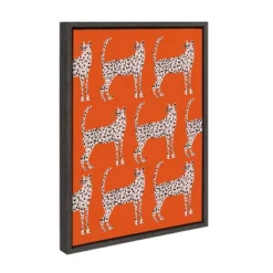 18" X 24" Sylvie Sassy Pink Cheetahs By Kendra Dandy Framed Wall Canvas Gray - Kate & Laurel All Things Decor