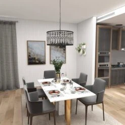 Metal Crystal Embellishments 6 Light Chandelier With Link Style Chain Black - Olivia & May -Home Decoration Series GUEST d57f2060 4e60 4e5a bc33 fa646b598e51