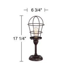 Franklin Iron Works Modern Industrial Desk Table Lamp 17 1/4" High Bronze Wire Cage Edison Bulb For Bedroom Bedside Office -Home Decoration Series GUEST d69be8b0 7343 40e5 aea2 633e3126772a