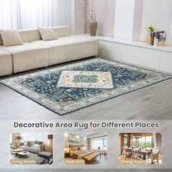 Costway Area Rugs 5'4'' X 6'7''5'4'' X 7'7'' Faux Wool Fabric Doormat Home Carpet Living Room Bedroom -Home Decoration Series GUEST d972e63a 93c9 4e2b a726 e93dd3199dac