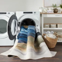 Nourison Washables Abstract Brushstroke Indoor Non-Skid Area Rug -Home Decoration Series GUEST d98364c4 eeae 4c07 8188 89ce5d4f6fb3