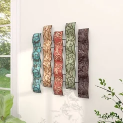 Metal Abstract 5 Wavy Panels Wall Decor With Embossed Details - Olivia & May -Home Decoration Series GUEST d9969848 ea86 4270 a3b1 970ef2ff328f