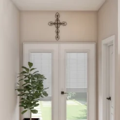 Metal Wall Cross With Decorative Fleur De Lis Design- Rustic Handcrafted Religious Wall Art For Décor In Living Room, Bedroom, More By Lavish Home 12 Metal Wall Cross With Decorative Fleur De Lis Design- Rustic Handcrafted Religious Wall Art For Décor In Living Room, Bedroom, More By Lavish Home -Home Decoration Series GUEST da2593d1 67cc 4ac3 8014 2384e3d3e87a