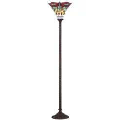 71" Dragonfly Tiffany Style Torchiere Floor Lamp (Includes Energy Efficient Light Bulb) - JONATHAN Y -Home Decoration Series GUEST da94c23d e7fc 408b 9cd0 1fcc53706492