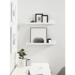 24" X 3" Mezzo Modern Metal Ledge Shelf Set White - Kate & Laurel All Things Decor -Home Decoration Series GUEST dad3f7f0 7e8e 4d36 9094 522d5d72d5e8