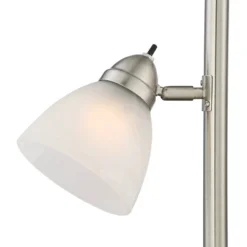 360 Lighting Ellery Modern Torchiere Floor Lamp With Side Lights 72" Tall Brushed Nickel Frosted White Glass Shade For Living Room Reading Bedroom -Home Decoration Series GUEST dd01a230 bd3a 48fd b37b d0b5058978bb