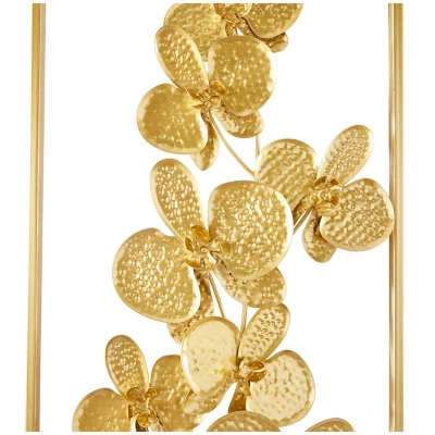 Set Of 2 Metal Floral Orchid Wall Decors With Gold Frame - CosmoLiving By Cosmopolitan 6 Set Of 2 Metal Floral Orchid Wall Decors With Gold Frame - CosmoLiving By Cosmopolitan - Image 4