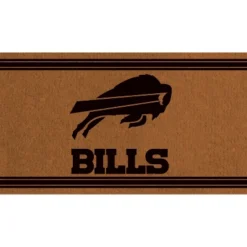 Evergreen Buffalo Bills Logo Turf Mat, Brown- 28 X 16 Inches Indoor Outdoor Doormat