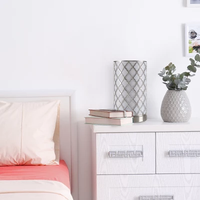 Tree Bark Pattern Uplight Table Lamp Medium Silver (Includes LED Light Bulb) - Lavish Home 6 Tree Bark Pattern Uplight Table Lamp Medium Silver (Includes LED Light Bulb) - Lavish Home - Image 4