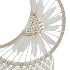 42" X 14" Cotton Macrame Handmade Intricately Woven Dreamcatcher Wall Decor With Beaded Fringe Tassels White - Olivia & May 11 42" X 14" Cotton Macrame Handmade Intricately Woven Dreamcatcher Wall Decor With Beaded Fringe Tassels White - Olivia & May -Home Decoration Series GUEST e9307cfa e7ba 4fcc a51a 71c3fe2d945c