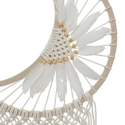 42" X 14" Cotton Macrame Handmade Intricately Woven Dreamcatcher Wall Decor With Beaded Fringe Tassels White - Olivia & May 7 42" X 14" Cotton Macrame Handmade Intricately Woven Dreamcatcher Wall Decor With Beaded Fringe Tassels White - Olivia & May - Image 5