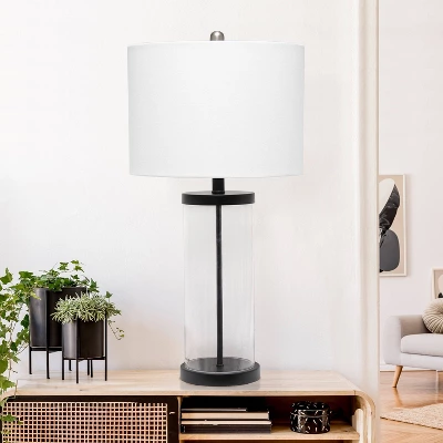 Entrapped Glass Table Lamp With Fabric Shade Black - Lalia Home 5 Entrapped Glass Table Lamp With Fabric Shade Black - Lalia Home - Image 3