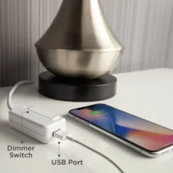 Franklin Iron Works Modern Industrial Desk Lamp 29" Tall With USB Charging Port Bronze Metal Cognac Glass Shade For Bedroom Living Room House Bedside -Home Decoration Series GUEST ebc0f417 de2e 4349 b9ed c3ead5843cdf 2