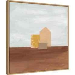 22" X 22" Homey Landscape II By Courtney Prahl Framed Canvas Wall Art Light Brown - Amanti Art
