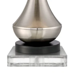 360 Lighting Simon Modern Table Lamps Set Of 2 With Square Risers 27" Tall Brushed Nickel USB Charging Port White Shade For Bedroom Living Room Desk -Home Decoration Series GUEST ed47e65f 04d9 49a0 ae32 790dd3b5468a