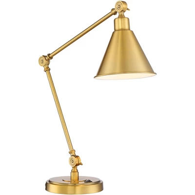 360 Lighting Wray Modern Desk Lamp 26 3/4" High Warm Brass Metal With USB Charging Port Adjustable Arm Head For Bedroom Living Room Bedside House Home 8 360 Lighting Wray Modern Desk Lamp 26 3/4" High Warm Brass Metal With USB Charging Port Adjustable Arm Head For Bedroom Living Room Bedside House Home - Image 6