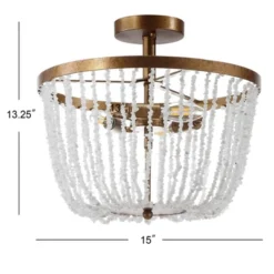 15" Stone/Metal Georgian Flush Mount Ceiling Light (Includes Energy Efficient Light Bulb) Antique Gold - JONATHAN Y -Home Decoration Series GUEST edce4b77 205e 4464 b13d bcf2cfa5d290