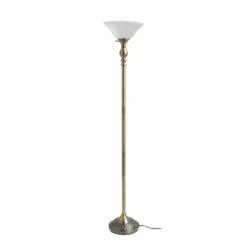 1 Light Torchiere Floor Lamp With Marbleized Glass Shade Antique Brass - Elegant Designs -Home Decoration Series GUEST ee3525c0 f053 4c37 a39a 5acd1836693d