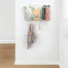MDesign Metal Storage Organizer Basket With 6 Hooks - Wall Mount