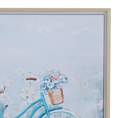 Canvas Bike Handmade Framed Wall Art With Tan Frame Blue - Olivia & May 5 Canvas Bike Handmade Framed Wall Art With Tan Frame Blue - Olivia & May - Image 3