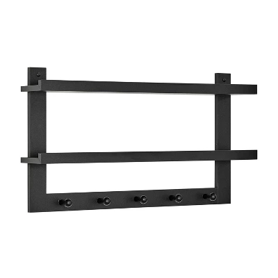 29" X 16" 2 Tier Ledge Wall Shelf Organizer With Five Hanging Hooks Black - Danya B. 13 29" X 16" 2 Tier Ledge Wall Shelf Organizer With Five Hanging Hooks Black - Danya B. - Image 11
