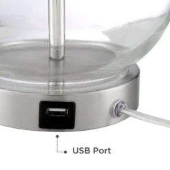 360 Lighting Modern Accent Table Lamps 21.75" High Set Of 2 With USB Charging Port Clear Glass Blue Drum Shade For Living Room Desk Bedroom Office 12 360 Lighting Modern Accent Table Lamps 21.75" High Set Of 2 With USB Charging Port Clear Glass Blue Drum Shade For Living Room Desk Bedroom Office -Home Decoration Series GUEST f00df3f3 b391 468b 9ff0 9e1d85d13e1c