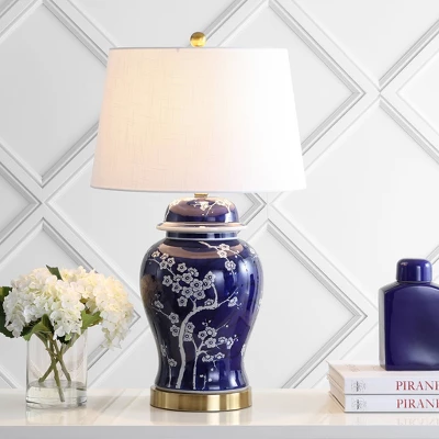 29.5" Ceramic Gracie Ginger Jar Table Lamp (Includes LED Light Bulb) Blue - JONATHAN Y 3 29.5" Ceramic Gracie Ginger Jar Table Lamp (Includes LED Light Bulb) Blue - JONATHAN Y