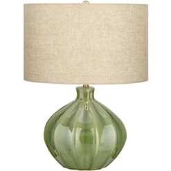 360 Lighting Gordy Modern Accent Table Lamp Handcrafted 20 1/2" High Ribbed Green Ceramic Oatmeal Fabric Drum Shade For Bedroom Living Room Bedside 15 360 Lighting Gordy Modern Accent Table Lamp Handcrafted 20 1/2" High Ribbed Green Ceramic Oatmeal Fabric Drum Shade For Bedroom Living Room Bedside -Home Decoration Series GUEST f539eafe 195b 44c5 b549 350aebf22147