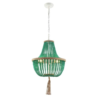 3-Light Lush Kristi Beaded Pendant Emerald - Safavieh 3 3-Light Lush Kristi Beaded Pendant Emerald - Safavieh