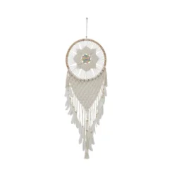 Cotton Macrame Handmade Intricately Woven Dreamcatcher Wall Decor With Beaded Fringe Tassels White - Olivia & May 12 Cotton Macrame Handmade Intricately Woven Dreamcatcher Wall Decor With Beaded Fringe Tassels White - Olivia & May -Home Decoration Series GUEST f711a1c0 f613 4942 83cd 00467a195c33