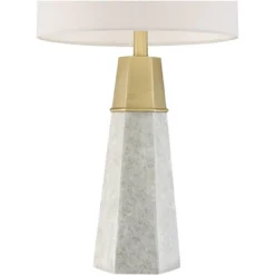360 Lighting Julie Modern Table Lamps 27 1/2" Tall Set Of 2 Faux Marble Gold Tapered Column Fabric Drum Shade For Bedroom Living Room Bedside Office -Home Decoration Series GUEST f72794af 1d28 4123 850a d6d9f51b186e