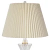 Regency Hill Luca Modern Table Lamps 25 1/2" High Set Of 2 Twisted Glass With USB Charging Port Ivory Pleat Drum Shade For Bedroom Living Room Desk