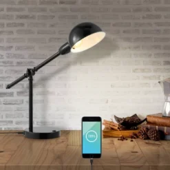 20.25" Curtis Vintage Industrial Iron Adjustable Dome Shade Task Lamp With USB Charging Port (Includes LED Light Bulb) - JONATHAN Y 19 20.25" Curtis Vintage Industrial Iron Adjustable Dome Shade Task Lamp With USB Charging Port (Includes LED Light Bulb) - JONATHAN Y -Home Decoration Series GUEST f9bb87b6 c7ee 47c3 9f9c 7cec3a382a55