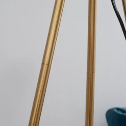 HOMCOM Modern Tripod Floor Lamp Free Standing Land Lamp W/ Steel Frame, Footswitch, Fabric Lampshade And E26 Base For Living Room, Bedroom, Gold -Home Decoration Series GUEST fb01cea1 689f 45ec 8b83 8f3981aacf90