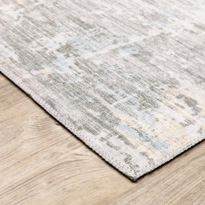 2'x8' Runner Marcel Distressed Abstract Area Rug Gray/Gold - Captiv8e Designs 3 2'x8' Runner Marcel Distressed Abstract Area Rug Gray/Gold - Captiv8e Designs