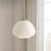 Possini Euro Design Orilla Brass Mini Pendant Light 11 3/4" Wide Mid Century Modern White Opal Glass Shade For Dining Room House Foyer Kitchen Island -Home Decoration Series GUEST fd883ad2 d901 4483 8e60 564f0caa8398