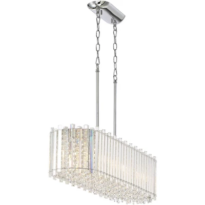 Possini Euro Design Mirabell Chrome Linear Island Pendant Chandelier 34" Wide Modern LED Clear Glass Crystal 6-Light Fixture For Dining Room Kitchen 8 Possini Euro Design Mirabell Chrome Linear Island Pendant Chandelier 34" Wide Modern LED Clear Glass Crystal 6-Light Fixture For Dining Room Kitchen - Image 6